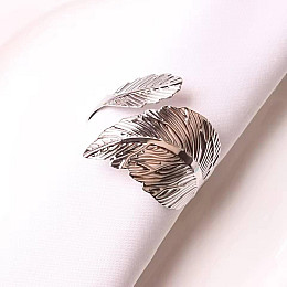 Набор колец для салфеток Листья Мир Текстиля 6 шт Серебристый