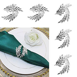 Набор колец для салфеток Мир Текстиля Листья Silver Серебристый 6 шт