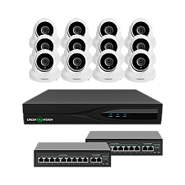 Комплект відеонагляду на 12 камер GreenVision GV-IP-K-W84/12 5MP