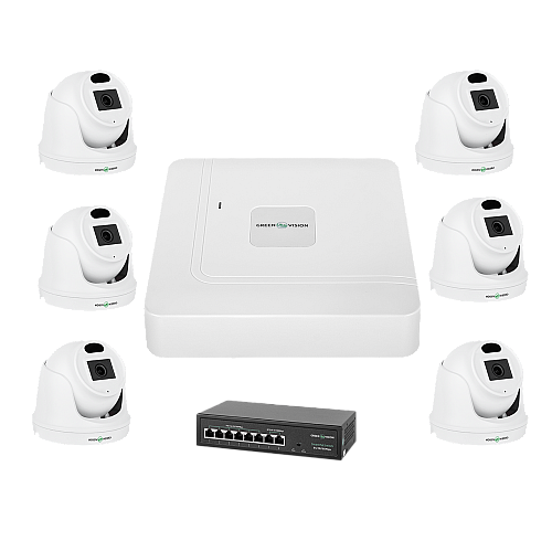 Комплект відеонагляду на 6 камер GreenVision GV-IP-K-W71/06 3MP