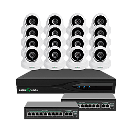 Комплект відеонагляду на 16 камер GreenVision GV-IP-K-W83/16 5MP