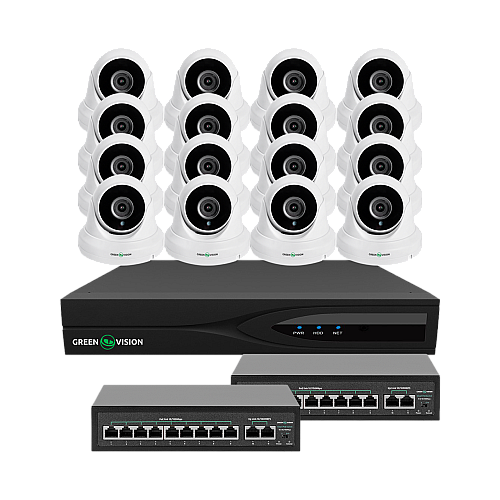 Комплект видеонаблюдения на 16 камер GreenVision GV-IP-K-W83/16 5MP