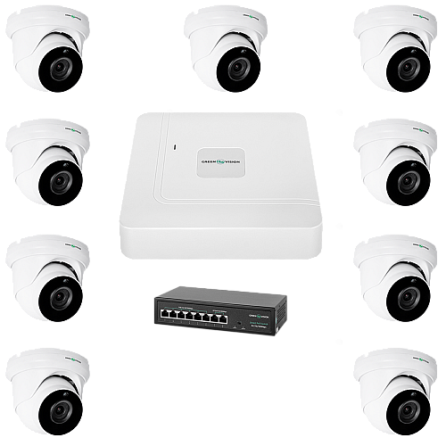 Комплект відеонагляду на 9 камер GreenVision GV-IP-K-W77/09 5MP