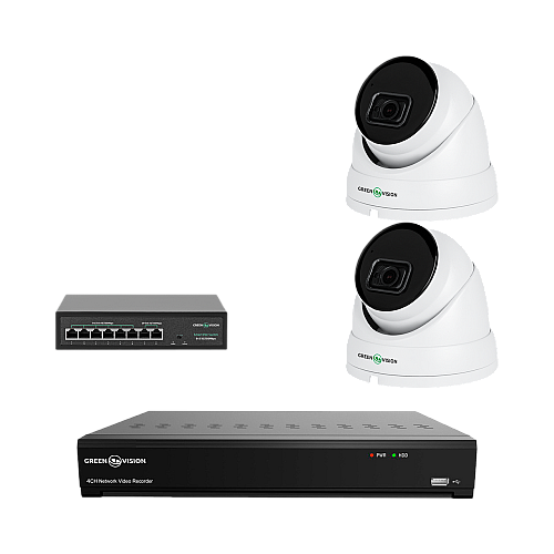 Комплект відеонагляду на 2 IP камери 5MP GreenVision GV-IP-K-W79/02 Ultra AI