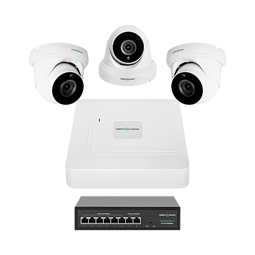 Комплект відеоспостереження на 3 камери GreenVision GV-IP-K-W81/03 5MP