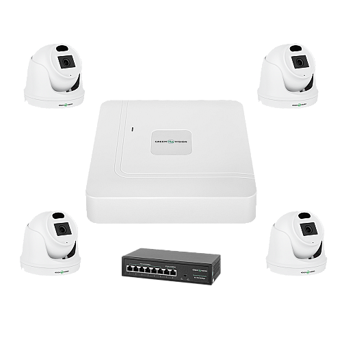 Комплект відеонагляду на 4 камери GreenVision GV-IP-K-W70/04 3MP