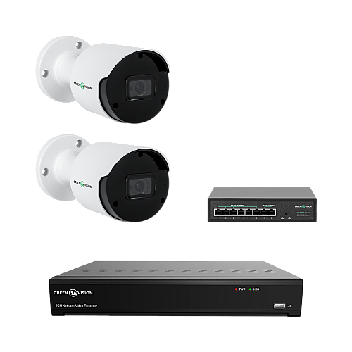 Комплект відеонагляду на 2 камери 5MP (Ultra AI) GreenVision GV-IP-K-W80/02