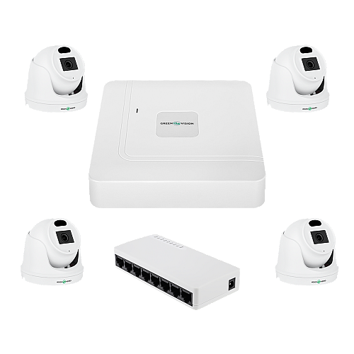 Комплект відеонагляду на 4 камери GreenVision GV-IP-K-W96/4 3MP