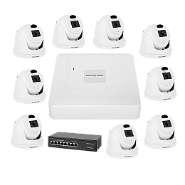Комплект відеоспостереження на 9 камер GreenVision GV-IP-K-W72/09 3MP
