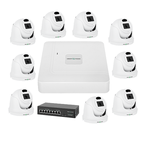 Комплект відеоспостереження на 9 камер GreenVision GV-IP-K-W72/09 3MP