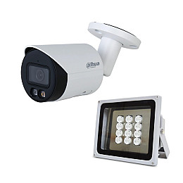 Комплект IP-відеокамера 4 Мп Dahua DH-IPC-HFW2449S-S-IL 2.8 мм та ІК-прожектор Lightwell LW12-100IR60-220