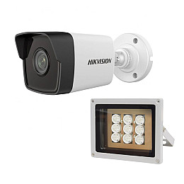 Комплект IP-видеокамера 2 Мп Hikvision DS-2CD1021-I(F) 2.8 мм та ІК-прожектор Lightwell LW9-100IR45-220