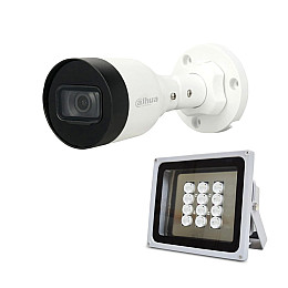 Комплект IP-відеокамера 2 Мп Dahua DH-IPC-HFW1230S1-S5 2.8 мм та ІК-прожектор Lightwell LW12-100IR60-220