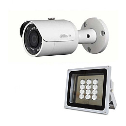 Комплект IP-відеокамера 4 Мп Dahua DH-IPC-HFW1431SP-S4 2.8 мм та ІК-прожектор Lightwell LW12-100IR60-220
