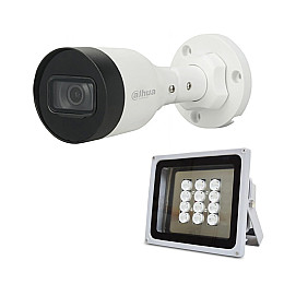 Комплект IP-відеокамера 4 Мп Dahua DH-IPC-HFW1431S1P-S4 2.8 мм та ІК-прожектор Lightwell LW12-100IR60-220