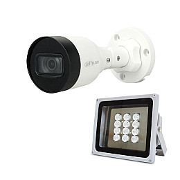 Комплект IP-відеокамера 2 Мп Dahua DH-IPC-HFW1230S1-S5 2.8 мм та ІК-прожектор Lightwell LW12-140IR45-220