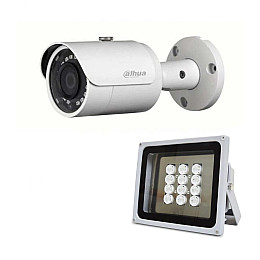 Комплект IP-відеокамера 4 Мп Dahua DH-IPC-HFW1431SP-S4 2.8 мм та ІК-прожектор Lightwell LW12-140IR45-220