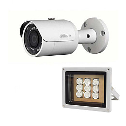 Комплект IP-відеокамера 4 Мп Dahua DH-IPC-HFW1431SP-S4 2.8 мм та ІК-прожектор Lightwell LW9-100IR45-220