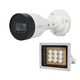 Комплект IP-відеокамера 4 Мп Dahua DH-IPC-HFW1431S1P-S4 2.8 мм та ІК-прожектор Lightwell LW9-100IR45-220