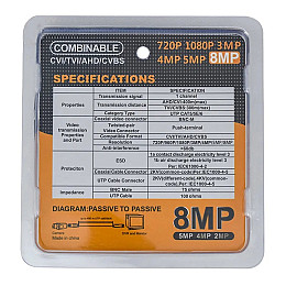 Видео балун-приемопередатчики видеосигнала по витой паре Nectronix VB02851 AHD/TVI/CVI/CVBS до 8 Мп 2 шт (101042)