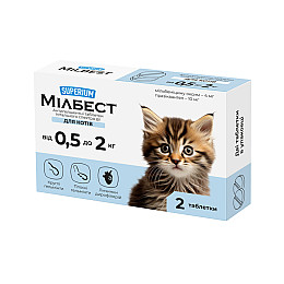 Таблетки для котов Collar Супериум Милбест антигельминтные 0,5-2 кг 2 шт (Collar9169) (16103)
