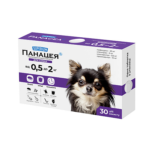 Таблетка для собак Collar Супериум Панацея противопаразитарная 0,5-2 кг 1 шт (Collar9145) (16112)
