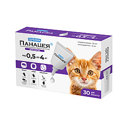 Капли на холку для котов Collar Супериум Панацея противопаразитарные 0,5-4 кг 0,5 мл (Collar9134) (16117)