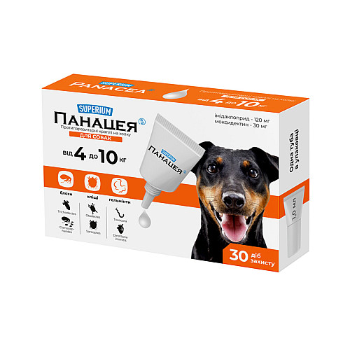 Капли на холку для собак Collar Супериум Панацея противопаразитарные 4-10 кг 1 мл (Collar9142) (16122)