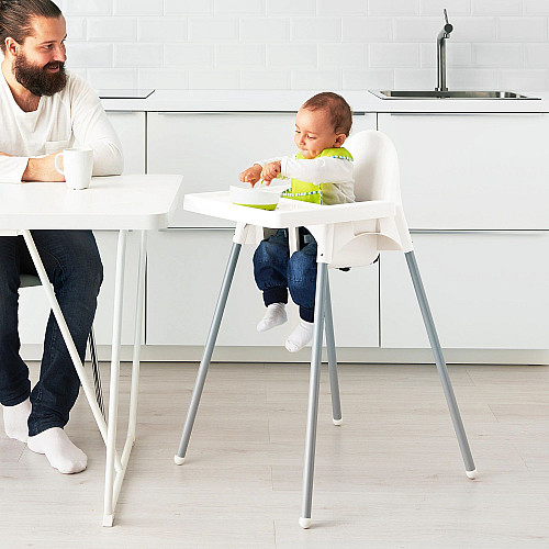 Дитячий стільчик IKEA ANTILOP високий з піддончиком срібло 290.672.93