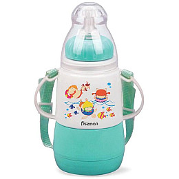 Бутылочка для кормления детская Baby Забавное купание 150 мл с ремешком аквамарин Fissman DP43985