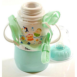 Бутылочка для кормления детская Baby Забавное купание 150 мл с ремешком аквамарин Fissman DP43985