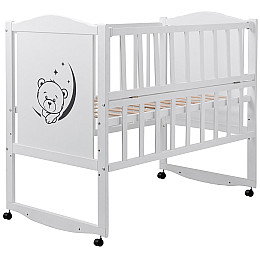 Кровать Babyroom Тедди T-01 фигурное быльце, откидной бок, колеса Белый (hub_x74q1c)