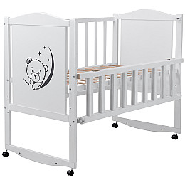 Кровать Babyroom Тедди T-01 фигурное быльце, откидной бок, колеса Белый (hub_x74q1c)