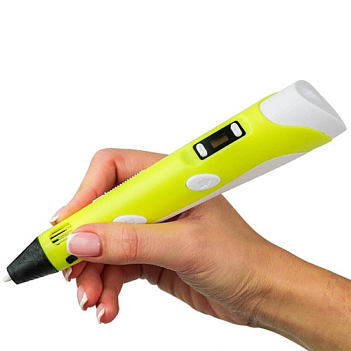 3D ручка з LCD дисплеєм 3DPen Hot Draw 3 Жовта Комплект еко пластику для малювання 209 метрів