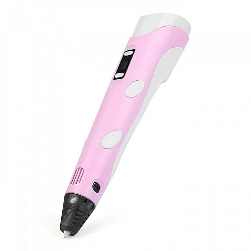 3D ручка c LCD дисплеем и комплектом эко пластика для рисования 3DPen Hot Draw 3 Pink
