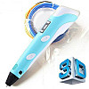 3D ручка c LCD дисплеем и комплектом эко пластика для рисования 3DPen Hot Draw 3 Blue