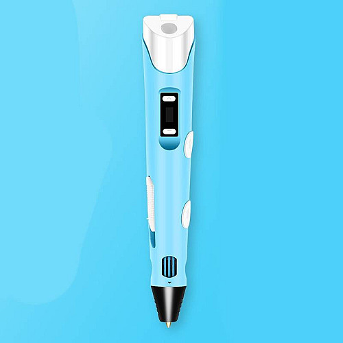 3D ручка з LCD дисплеєм 3DPen Hot Draw 3 Blue+Дошка+Ножиці+Комплект еко пластику для малювання 49 метрів
