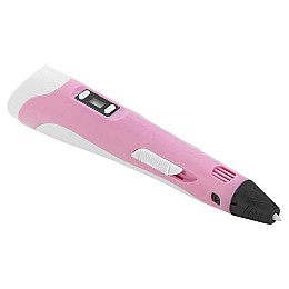 3D ручка з LCD дисплеєм 3DPen Hot Draw 3 Pink+Дошка+Ножиці+Комплект еко пластику для малювання 159 метрів