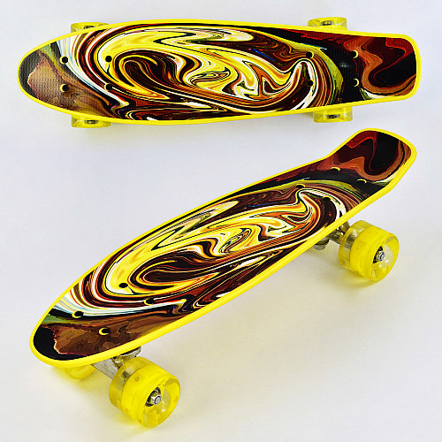 Скейт Пенни борд со светящимися PU колёсами Best Board Paints 70 кг Разноцветный (74538)