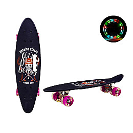 Пенни борд "Skull" 24" Bambi SC20520 с ручкой PU колеса со светом