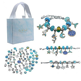Набор для создания браслетов Pandora Bambi THE BEST GOLD(Blue) с подвесками