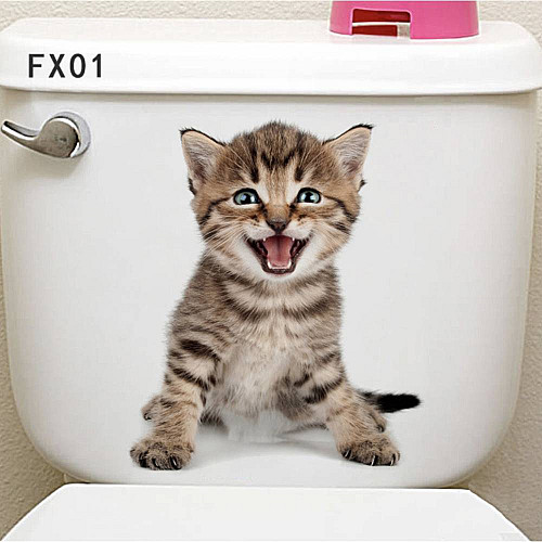 Наклейка 3D UKC в туалет Котик KH-11 20x30 см