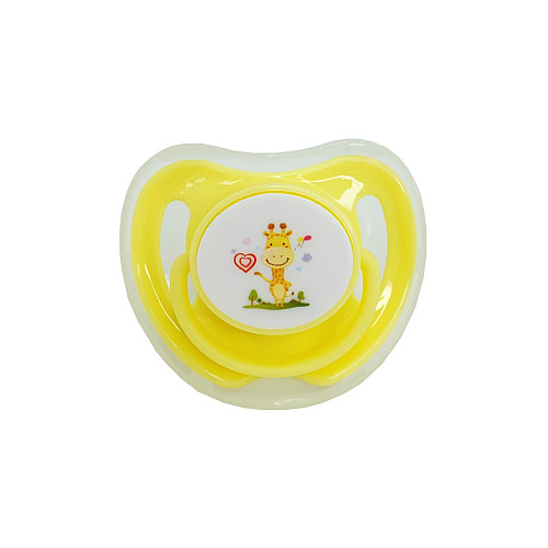 Пустушка силіконова кругла Mega Zayka MGZ-0516(Жовта) з ковпачком