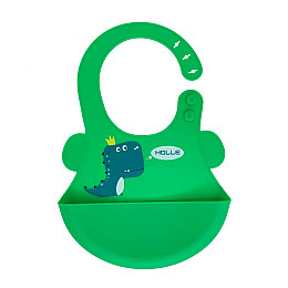 Слюнявчик силиконовый "Дино" Mega Zayka MGZ-0616(Green) с карманом