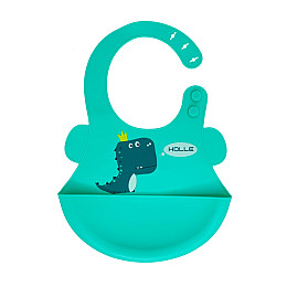 Слюнявчик силиконовый "Дино" Mega Zayka MGZ-0616(Turquoise) с карманом