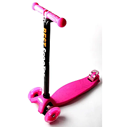 Трехколесний самокат Scale Scooter Maxi до 60 кг зі світяться колесами Рожевий