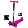 Трехколесний самокат Scale Scooter Maxi до 60 кг зі світяться колесами Рожевий