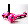 Трехколесний самокат Scale Scooter Maxi до 60 кг зі світяться колесами Рожевий
