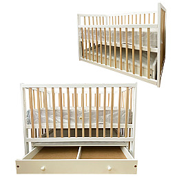 Кроватка деревянная с опускной боковиной Наталка София 120 х 60 см White (133040)