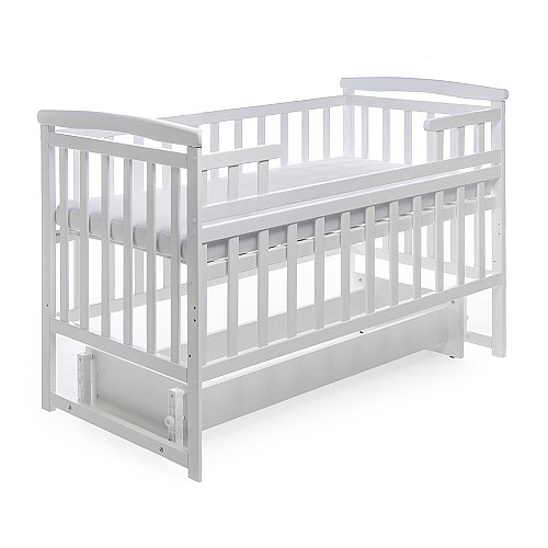 Кроватка деревянная без ящика Наталка Трансформер 120 х 60 см White (149618)